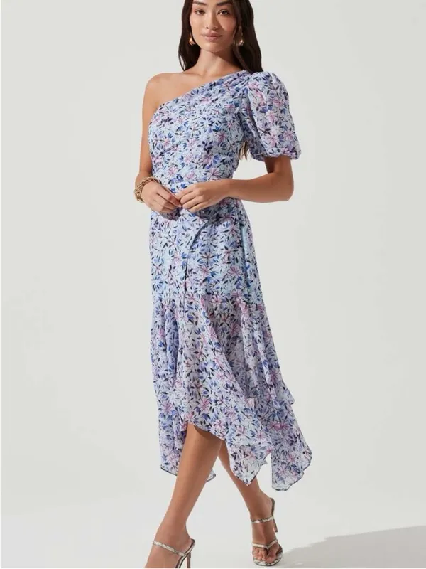 ASTR Santorini One Shoulder Midi Dress Small - Image 2