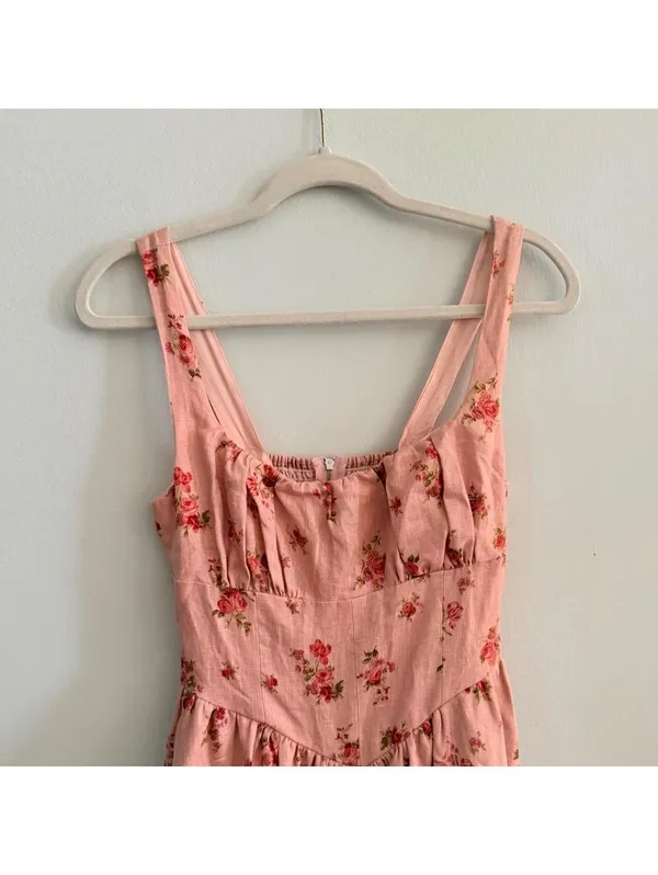 Reformation Bailia Linen Dress in Tea Time Pink - Image 5