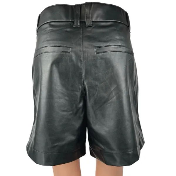 NEW Abercrombie & Fitch Black Vegan Faux Leather High Waist Bermuda Shorts Sz S - Image 3