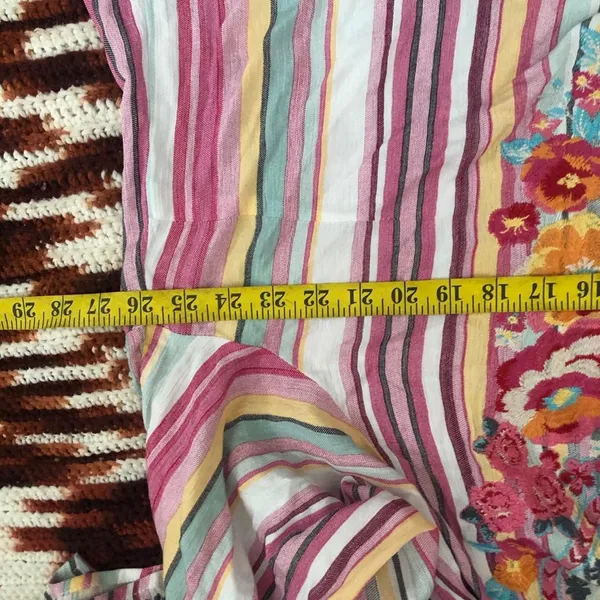 Savanna Jane Boho Hippie Indie embroidered bell flare sleeve tunic top blouse shirt floral multicolored colorful pink V-neck Size 1X-measurement in pics - Image 6