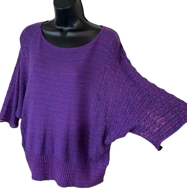 Vintage 212 New York Purple & Pink open weave knit sweater - Image 2
