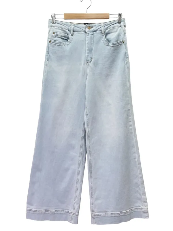 Maeve Anthropologie Jeans Sz 29 Light Wash High Rise Wide Leg Crop Stretch Denim - Image 2