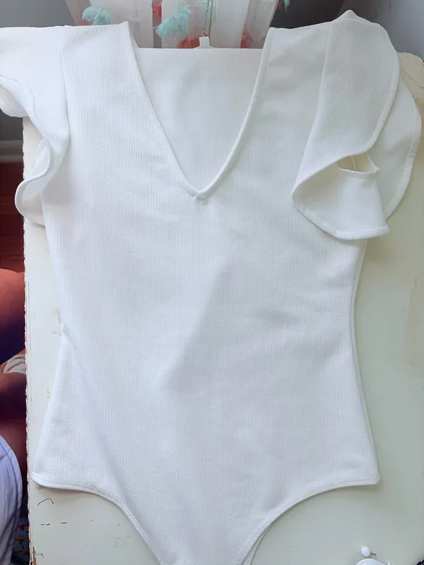 TCEC White Bodysuit Ruffle Sleeve - Image 4