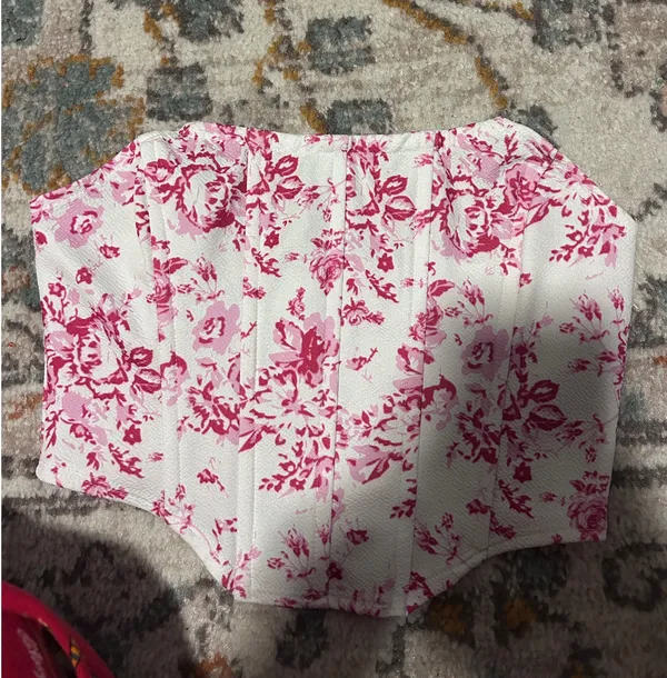 Shein Corset Top Pink Floral - Image 2