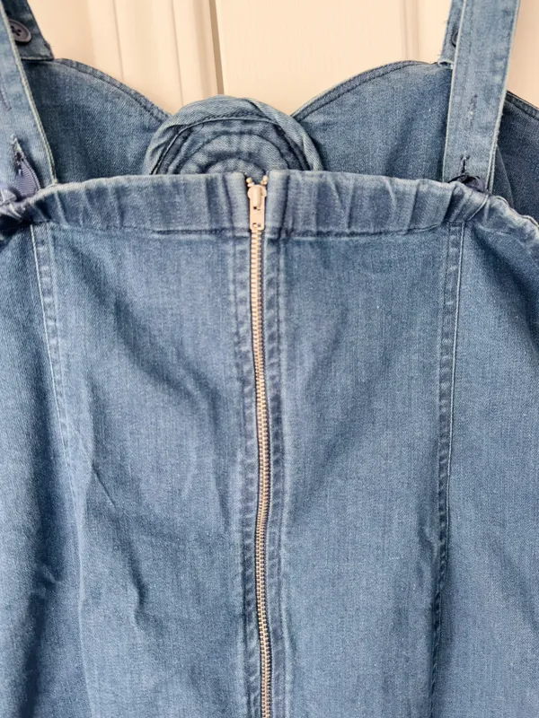 Anthropologie Porridge Rosette Denim Slim Mini Dress, Size XL - Image 11