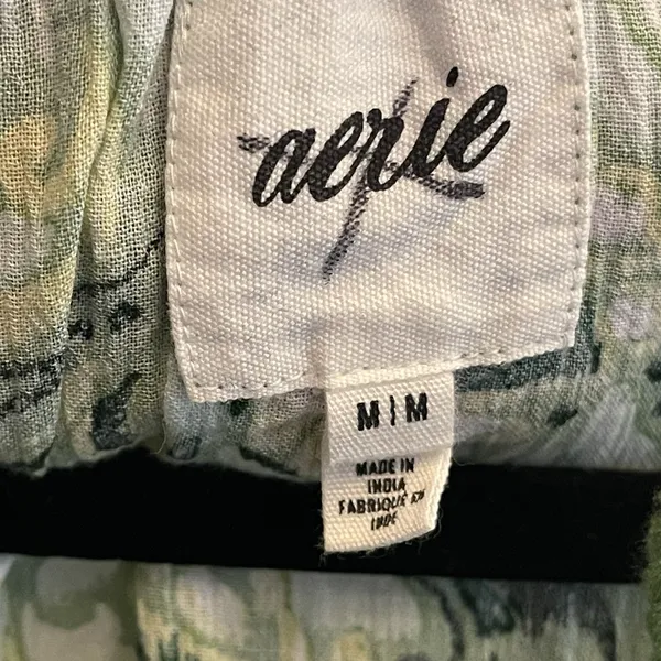 Aerie Smocked Waist Mini‎ Sundress Floral Kelly Green Womens M Boho Festival - Image 6