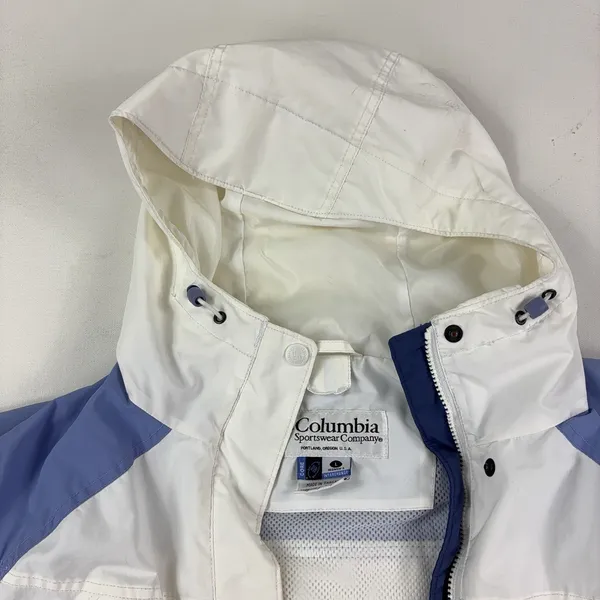 Columbia Jacket Womens Large White Blue Interchange Hooded Nylon - Image 3