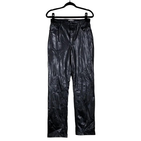 Abercrombie & Fitch 90s Straight Ultra High Rise Faux Leather Pants Black Size 6 - Image 2