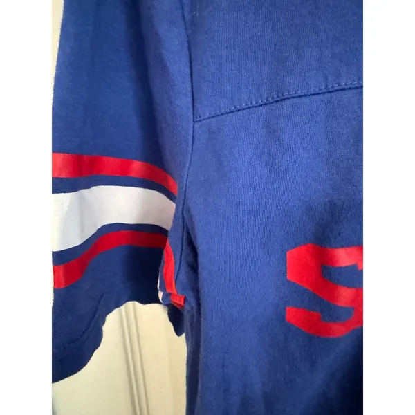 NBA Philadelphia 76ers Women's Blue Graphic‎ T-Shirt Small Stripe Sleeve Tee - Image 3