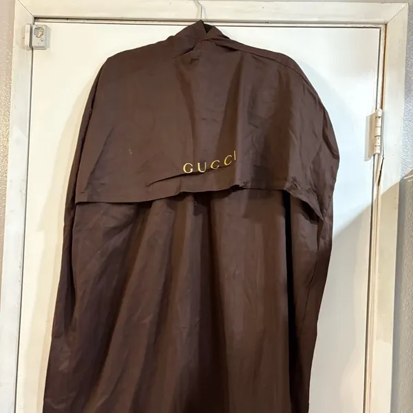 GUCCI Brown Travel Dress Suit Garment Bag Zipper Long Protective Sleeve Logo - Image 5