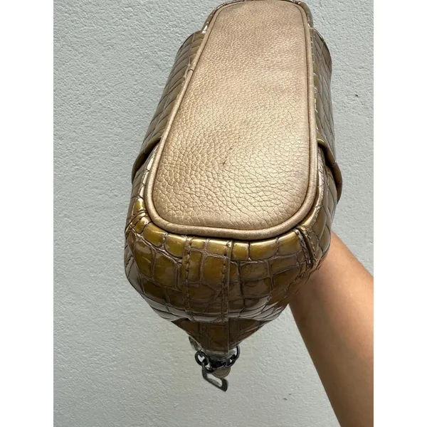 Brighton Croc Olive Green‎ Shoulder Bag Purse Zipper Charm And Dust bag B - Image 9