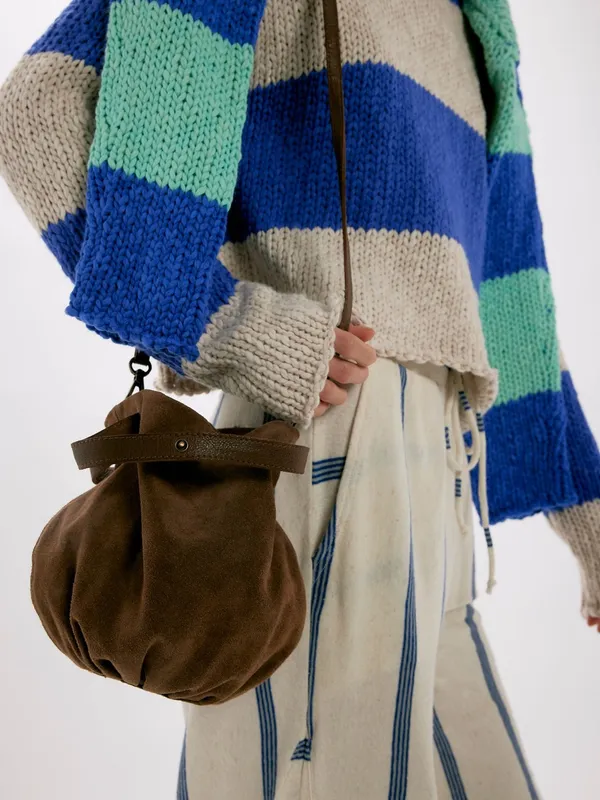 Free People Brown Suede Gathered Suki Mini Tote Bag - Women Bags NWT - Image 8