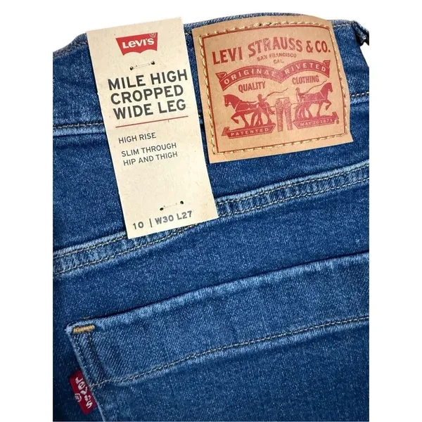 NEW Levi’s Mile‎ High Cropped Wide Leg Jeans Sz 30 Womens - Image 7