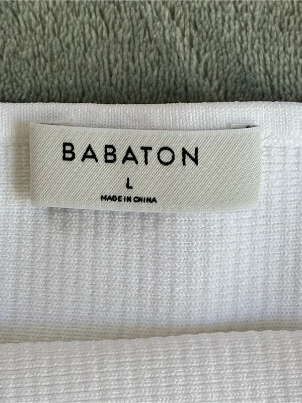 Aritzia Babaton Sculpt White Ribbed Square-Neck low back minimalist streetwear L - Image 4