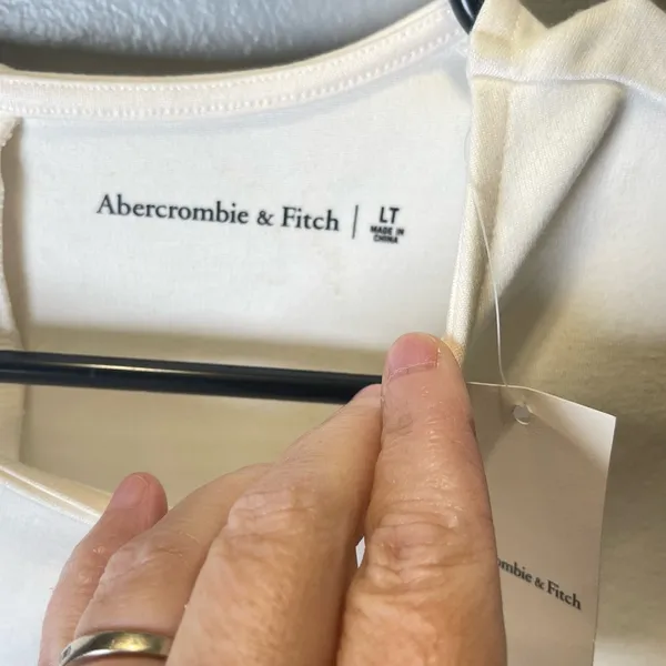 Abercrombie & Fitch Women's‎ NWT Ivory Asymmetrical Bodycon Dress Short Size XL - Image 7