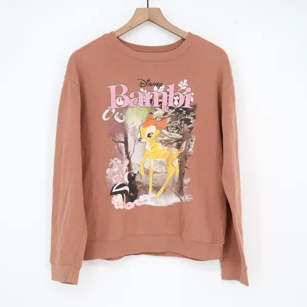 Disney Bambi Graphic Sweatshirt Brown Terracotta Crewneck Pullover Medium - Image 2