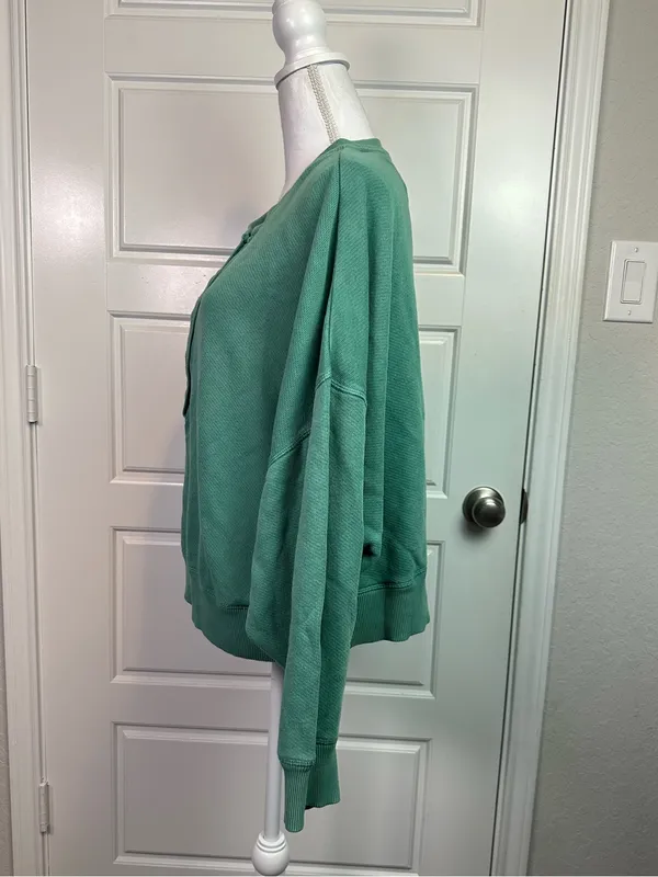 American Eagle Outfitters Relaxed Dolman Sleeve Cotton Blend Henley Size XL - Image 4