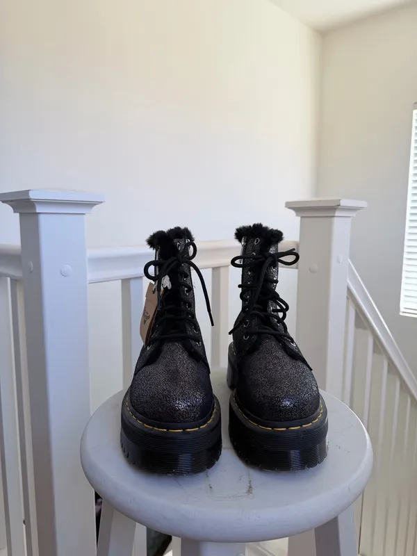 Dr. Martens Jadon Glitter Faux Fur Lined Platform Boots - Image 2