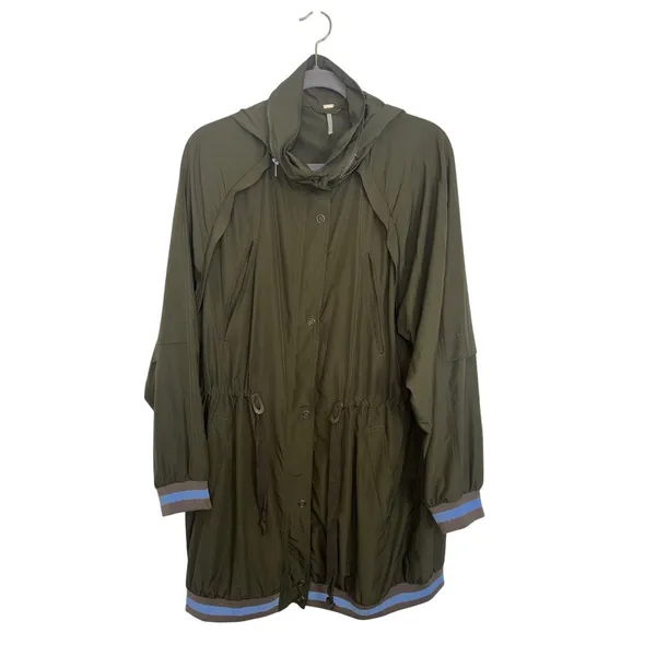 Free People Wind Swept Hooded Anorak Parka Utility Jacket Medium Windbreaker - Image 2