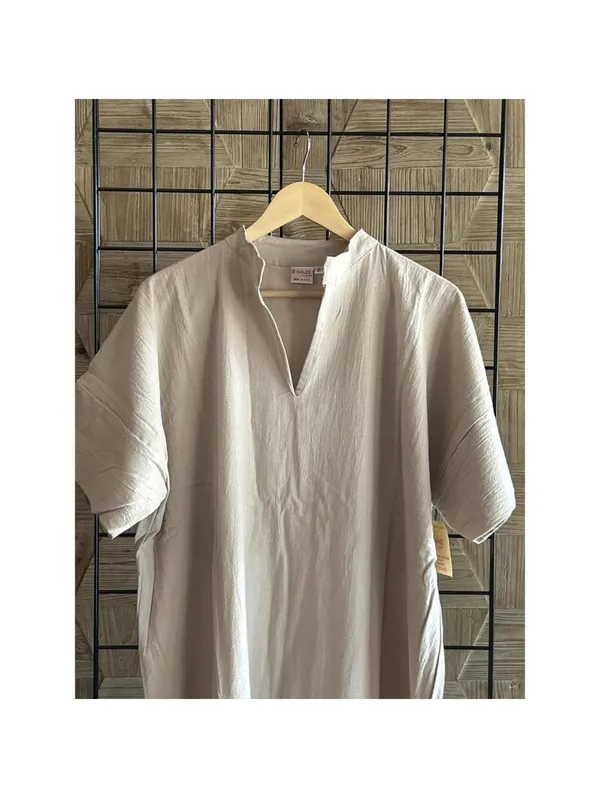 B'Gauze Womens Size 2 (L/XL) Cotton Gauze Tan/Beige V-Neck Maxi Dress Kaftan NWT - Image 3