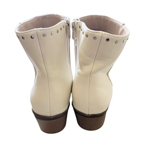 BP Wylie Studded Ankle Boots Ivory Pointed Toe Block Heel Size 8M - Image 5