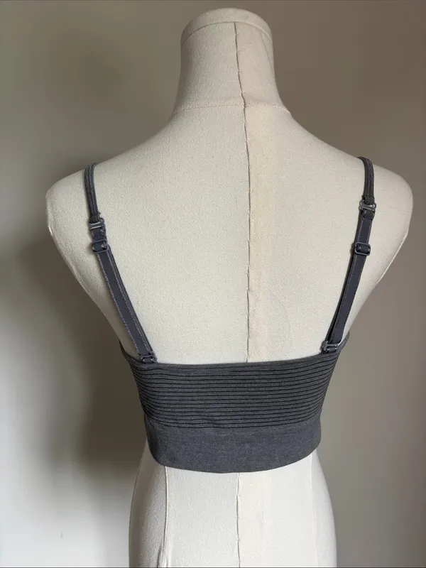 Striped Gray Wireless Bralette - Image 3