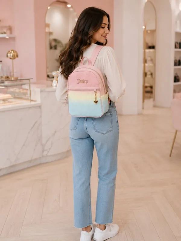 Juicy Couture Diamond Bling Heartless Ombré Backpack Pastel Pink NWT - Image 2