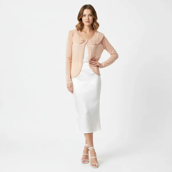 Anthropologie Pink Sheer Knit Long Sleeve Sweater By Guinevere M - Image 9