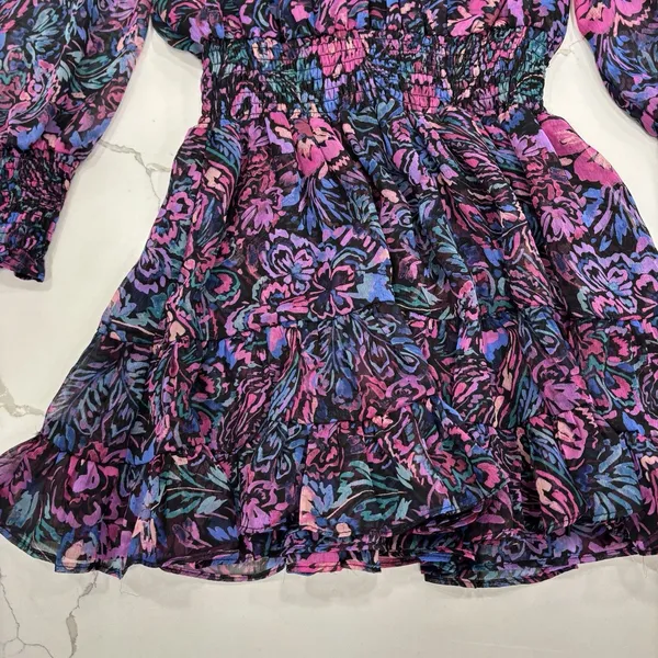 Misa Los Angeles Dress Size Large Sheer Smocked Mini Purple New With Tags - Image 5