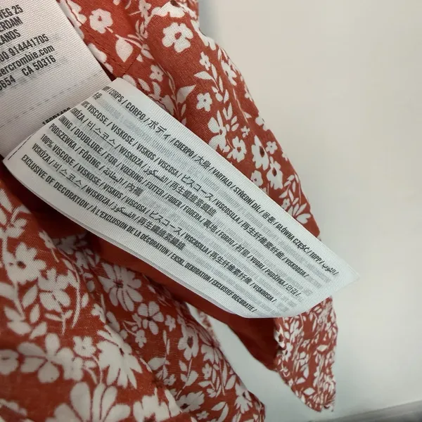 Abercrombie Orange Floral Wrap Mini Ruffle‎ Dress Size Small - Image 4