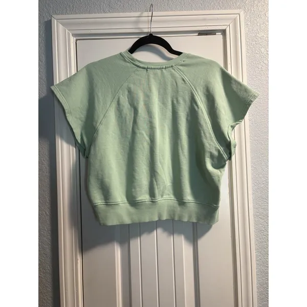 Vinyl Icons Short Sleeve Sweatshirt Women XL Mint Green Ciao Graphic Cropped Top - Image 5