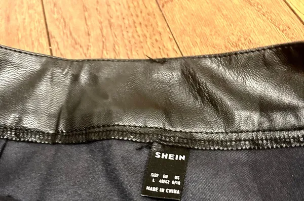 SheIn NWOT Sexy High Waist Notch Hem Leather A-Line /two front slits L - Image 11