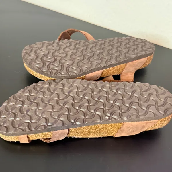 Birkenstock Yara Sandals Mens 9 Womens 11 Brown Leather Ankle Wrap Toe Loop - Image 8