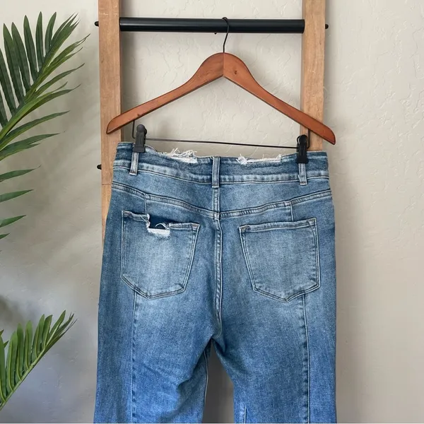 High Rise Wide Leg Multicolor Denim Flare Boutique Jeans - Image 9