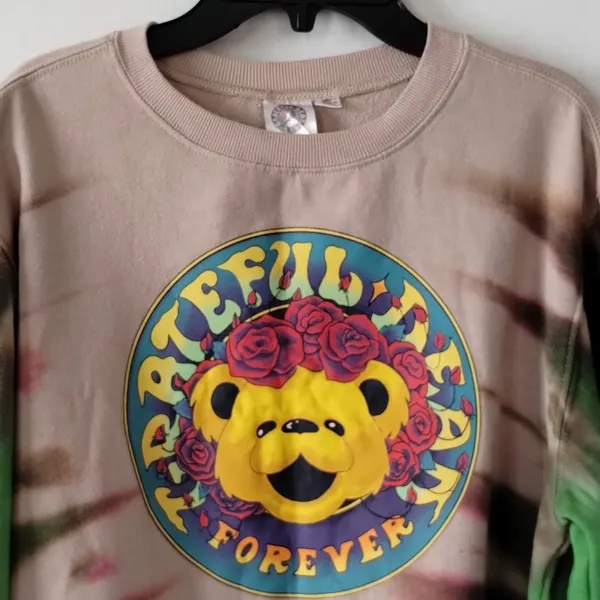 Grateful Dead tye dyed tan/ green sweatshirt, medium - Image 2