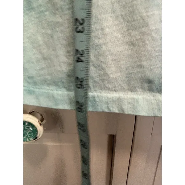 Polo Ralph Lauren TShirt Women's Logo‎ V Neck Size Small Tie Dye Turq/White - Image 3
