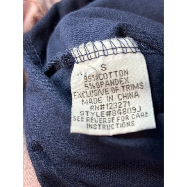 Navy Blue Pink Fold Over Waistband Flare Yoga Pants Small Style 84809J - Image 6