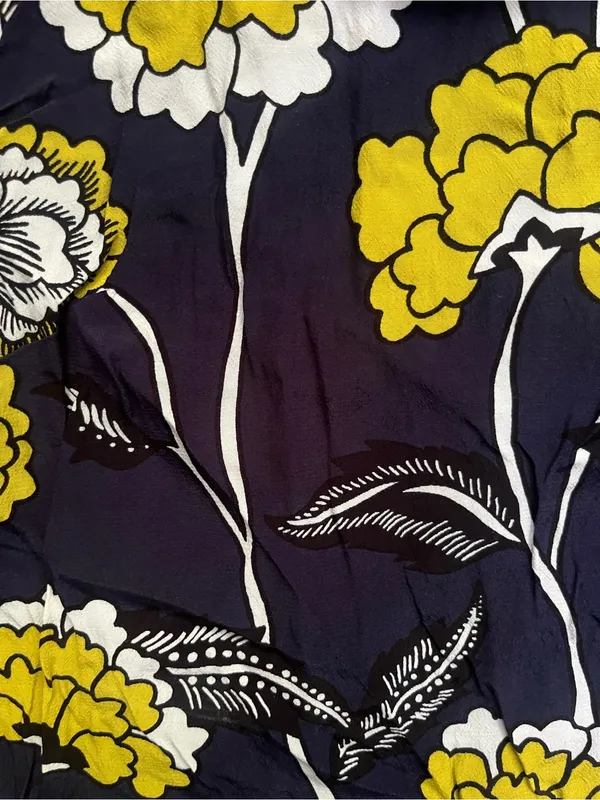 Boden Navy Yellow 3/4 Sleeve Floral Viscose Blouse Career Work Professional 8 - Image 3