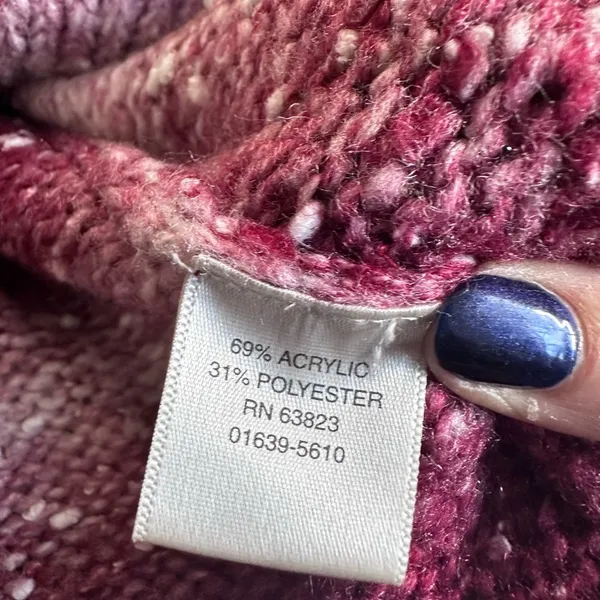 Christopher & Banks Marled Cardigan‎ Sweater L Burgundy Button Front Cozy Knit - Image 4