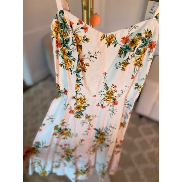 Old Navy Linen Mini Dress Floral Cottagecore Spring Summer Spaghetti Strap Party - Image 4