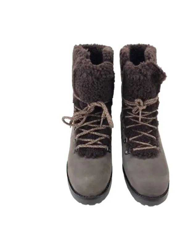 UGG Fraser Exposed Fur Stout Water-resistant Leather Combat Boots Size 7.5 Women - Image 9