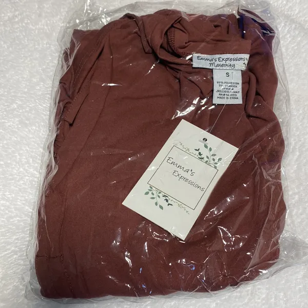 Emma's Expressions Maternity Dress Small Ruched CinchTie Sides Mauve Midi - Image 6