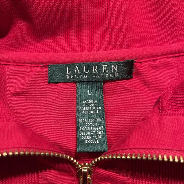 Lauren Ralph Lauren 1/4 Zip Crest Preppy Equestrian Country Club Red Size Large - Image 3