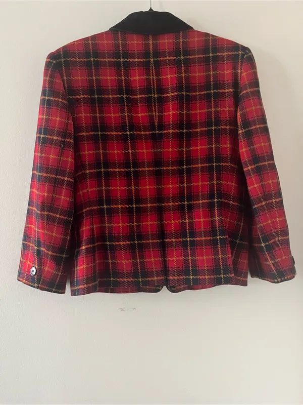 Vintage Jones New York Red Tartan Plaid Wool Blazer 8 Preppy Quiet Luxury - Image 6