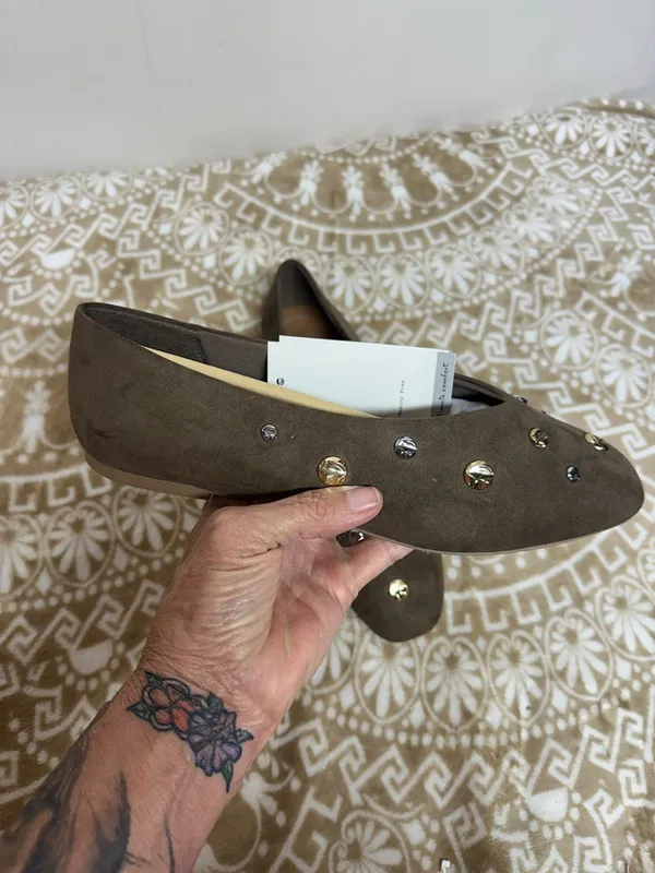 a new day Taupe Suede Studded Ballet Flats - Image 4
