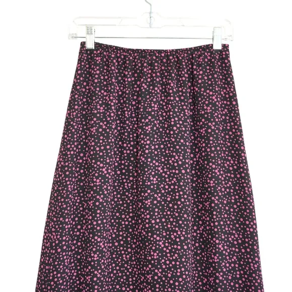 Vintage Pink Polka Dot Maxi Skirt Long A-Line High Waist Elastic Boho‎ Grunge - Image 4