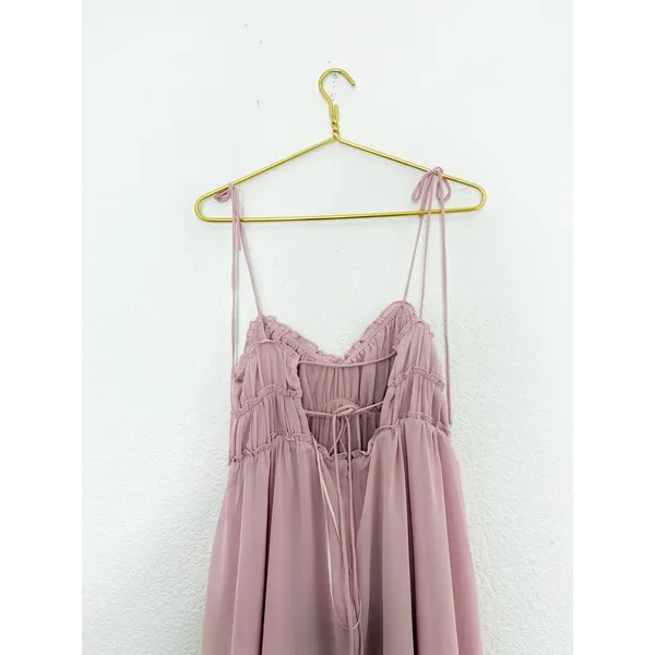 Anthropologie O.P.T Gigi Midi Dress Size Medium Pink Open Back Chiffon Wedding - Image 11