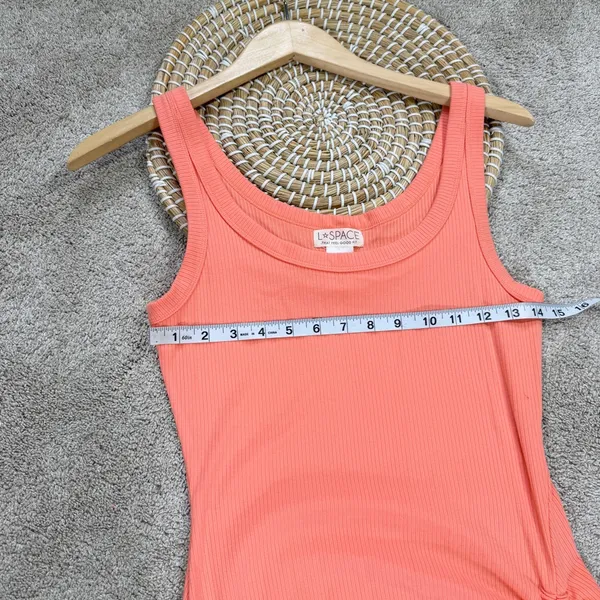 L*Space Wome’s Sandpiper Maxi Dress Sleeveless Ribbed Side Ruched Putty Orange S - Image 12