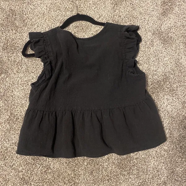 Black babydoll top with puff sleeve - Image 2