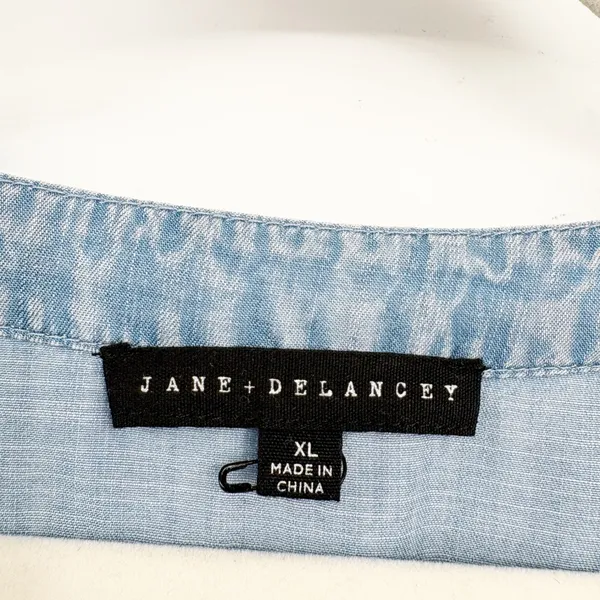 Jane + Delancey Womens Chambray Lyocell Smocked Waist Boho Tiered Midi Dress XL - Image 6